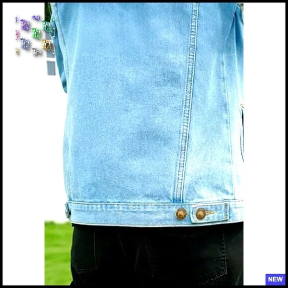 Vintage Denim Trucker Jacket Regular Fit Classic Casual Button Down Outerwear